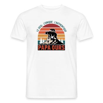 Papa Ours - Le Seul, L'unique, L'authentique - T-shirt homme - blanc - Devant - AI Model Male 178 dark (178cm)