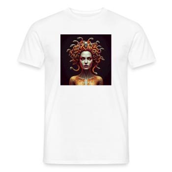 Medusa Inspiriertes Kunstportrait Schlangen  - Männer T-Shirt - Weiß - Vorne - AI Model Male 178 dark (178cm)
