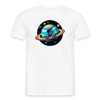 Cyclist on Saturn - Men's T-Shirt - white - Front - AI Model Male 178 dark (178cm)