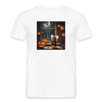 Halloween, Halloween Mouse, Pumpkin - Men's T-Shirt - white - Front - AI Model Male 178 dark (178cm)
