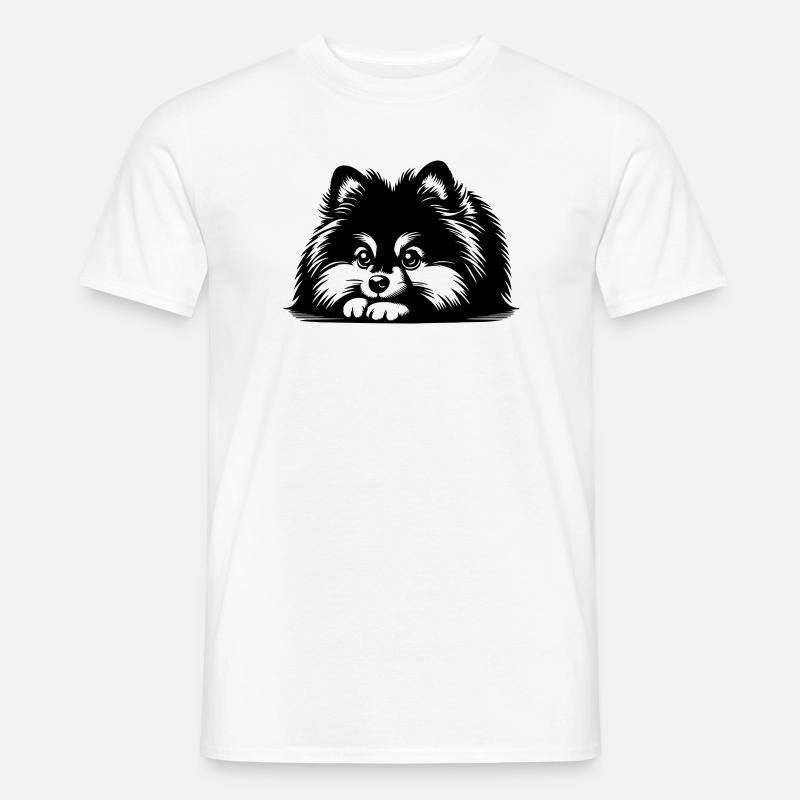 Zwergspitz Kopf mit Pfoten - Männer T-Shirt - Weiß