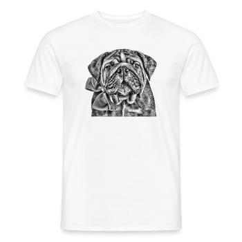 Bouledogue avec nœud – graphique - T-shirt homme - blanc - Devant - AI Model Male 178 dark (178cm)