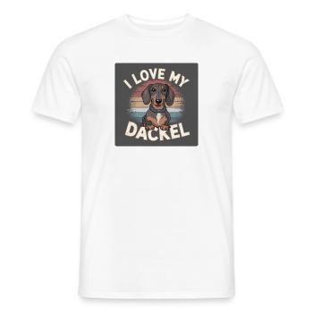 I Love my DachshundDesign for dachshunds and dog lovers - Men's T-Shirt - white - Front - AI Model Male 178 dark (178cm)