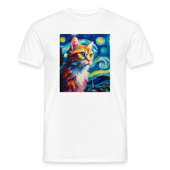 Cat - Men's T-Shirt - white - Front - AI Model Male 178 dark (178cm)