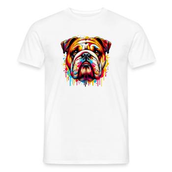 English Bulldog Dog - Men's T-Shirt - white - Front - AI Model Male 178 dark (178cm)