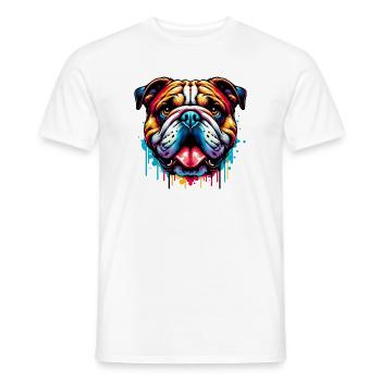 English Bulldog Dog - Men's T-Shirt - white - Front - AI Model Male 178 dark (178cm)