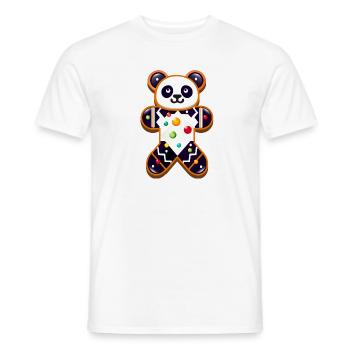 Panda en pain d’épice – Panda festif pour Noël - T-shirt homme - blanc - Devant - AI Model Male 178 dark (178cm)