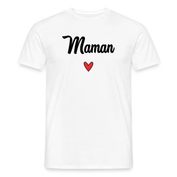 BONNE FÊTE. COEUR. BONNE FÊTE MAMAN. MAMAN - T-shirt homme - blanc - Devant - AI Model Male 178 dark (178cm)