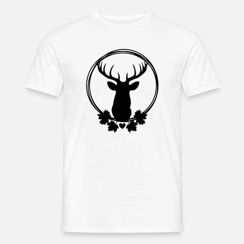 Kranz mit Hirsch - Männer T-Shirt - Weiß