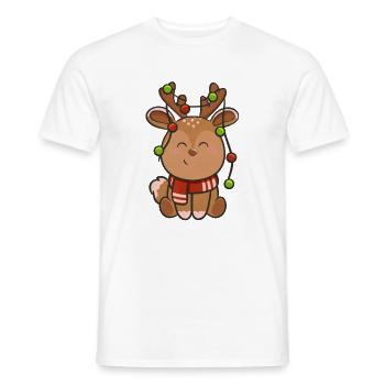 Mignon renne avec des guirlandes lumineuses - T-shirt homme - blanc - Devant - AI Model Male 178 dark (178cm)