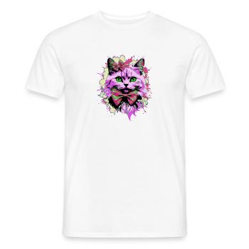 Neonkatze mit Fliege - Männer T-Shirt - Weiß - Vorne - AI Model Male 178 dark (178cm)