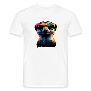 Meerkat Sunglasses Colorful Cute Meerkat - Men's T-Shirt - white - Front - AI Model Male 178 dark (178cm)
