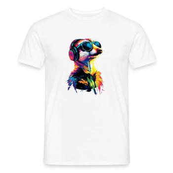 Meerkat Sunglasses Colorful Cute Meerkat - Men's T-Shirt - white - Front - AI Model Male 178 dark (178cm)