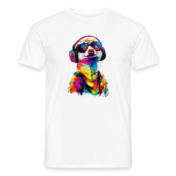 Meerkat Sunglasses Colorful Cute Meerkat - Men's T-Shirt - white - Front - AI Model Male 178 dark (178cm)