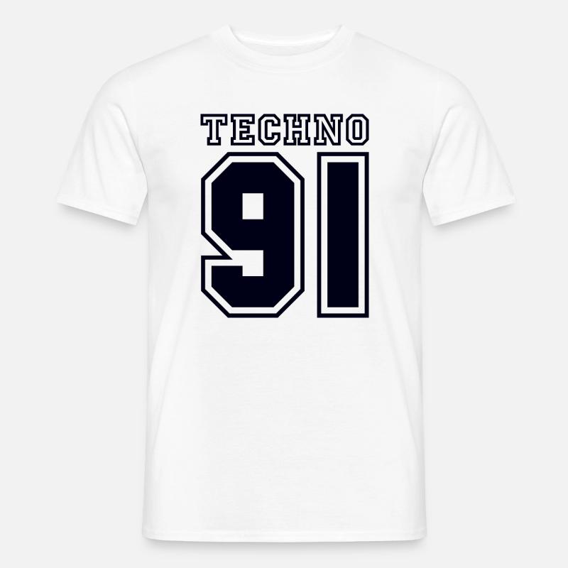 TECHNO 91 - Männer T-Shirt - Weiß