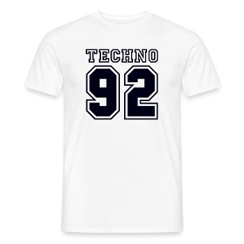 TECHNO 92 - Men's T-Shirt - white - Front - AI Model Male 178 dark (178cm)