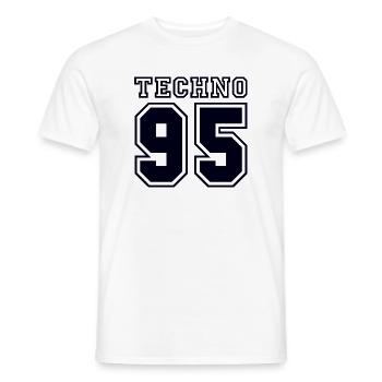 TECHNO 95 - Men's T-Shirt - white - Front - AI Model Male 178 dark (178cm)