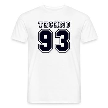 TECHNO 93 - Men's T-Shirt - white - Front - AI Model Male 178 dark (178cm)