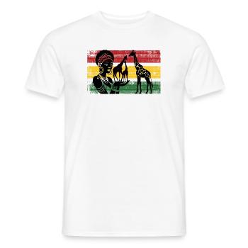 African giraffes in the panorama - Men's T-Shirt - white - Front - AI Model Male 178 dark (178cm)
