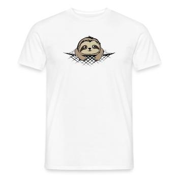 Sloth in pocket comic cartoon funny icon - Men's T-Shirt - white - Front - AI Model Male 178 dark (178cm)