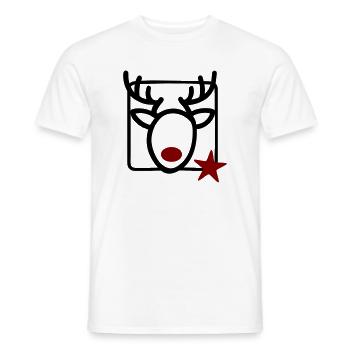Reindeer with star and red nose - Men's T-Shirt - white - Front - AI Model Male 178 dark (178cm)