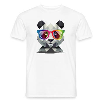 Cooler Panda: Geometrischer Style trifft auf bunte - Männer T-Shirt - Weiß - Vorne - AI Model Male 178 dark (178cm)