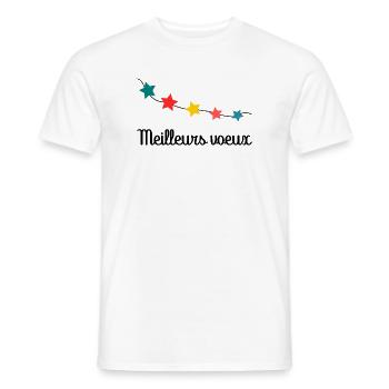 HAPPY NEW YEAR. BONNE ANNEE. MEILLEURS VOEUX - T-shirt homme - blanc - Devant - AI Model Male 178 dark (178cm)