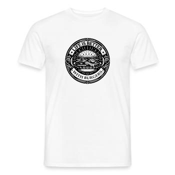 life is better with burgers | Vintage Tattoo - Men's T-Shirt - white - Front - AI Model Male 178 dark (178cm)