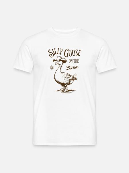 Silly Goose On The Loose Vintage-Style Design - Männer T-Shirt - Weiß