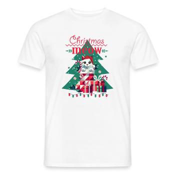 Chat espiègle en bas - Style de Noël laid - T-shirt homme - blanc - Devant - AI Model Male 178 dark (178cm)