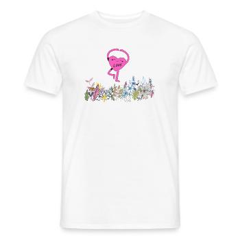 Heart Dancer on Flower Garden - Men's T-Shirt - white - Front - AI Model Male 178 dark (178cm)