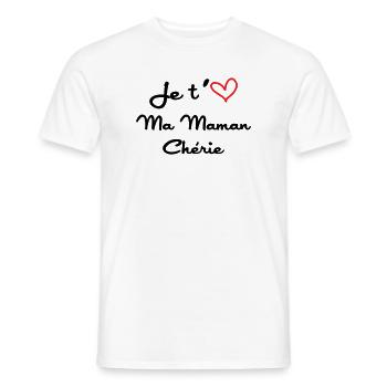 Je t'aime ma maman chérie - fête des mères - T-shirt homme - blanc - Devant - AI Model Male 178 dark (178cm)