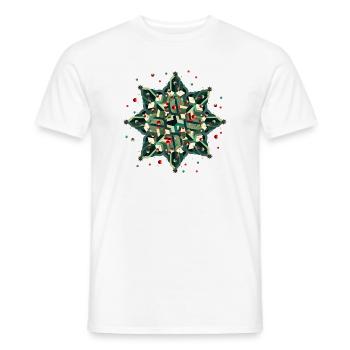 grand poinsettia de style géométrique - T-shirt homme - blanc - Devant - AI Model Male 178 dark (178cm)