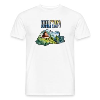 Watercolor Map of Bhutan - Men's T-Shirt - white - Front - AI Model Male 178 dark (178cm)
