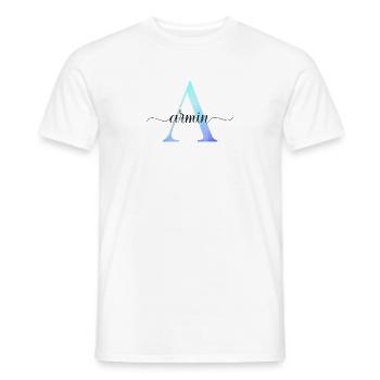A| Monogram | Name | Armin | Watercolor - Men's T-Shirt - white - Front - AI Model Male 178 dark (178cm)