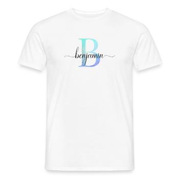 B| Monogramm | Name | Benjamin | Watercolor - Männer T-Shirt - Weiß - Vorne - AI Model Male 178 dark (178cm)