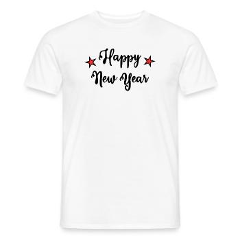 HAPPY NEW YEAR. NEW YEAR'S EVE. NEW YEAR - Men's T-Shirt - white - Front - AI Model Male 178 dark (178cm)
