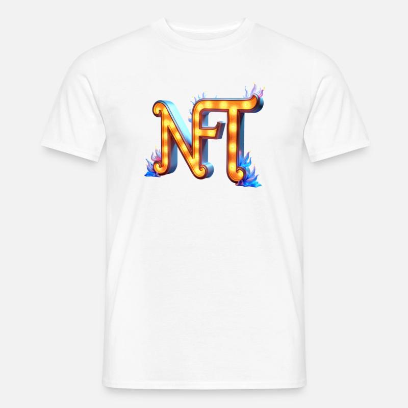 NFT in Lichtern – Leuchtendes Schilderdesign - Männer T-Shirt - Weiß