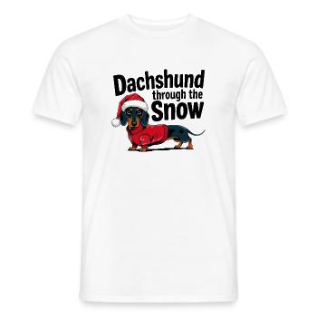 Dachshund in Holiday Sweater with Santa Hat - Men's T-Shirt - white - Front - AI Model Male 178 dark (178cm)