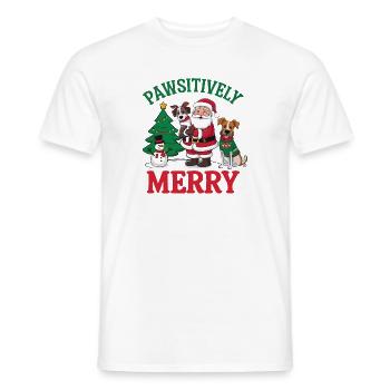 Festliche Pfoten Weihnachten Illustration - Männer T-Shirt - Weiß - Vorne - AI Model Male 178 dark (178cm)