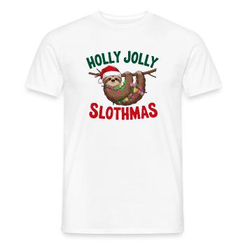 Festliches Faultier Weihnachtsdesign mit Lichtern - Männer T-Shirt - Weiß - Vorne - AI Model Male 178 dark (178cm)