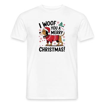 Festive Dog in Christmas Sweater - Men's T-Shirt - white - Front - AI Model Male 178 dark (178cm)
