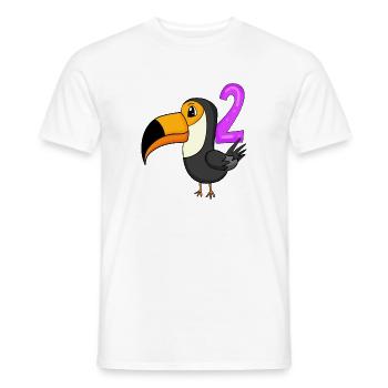 2 Anniversaire Toucans Motif Oiseau - Deux ans - T-shirt homme - blanc - Devant - AI Model Male 178 dark (178cm)
