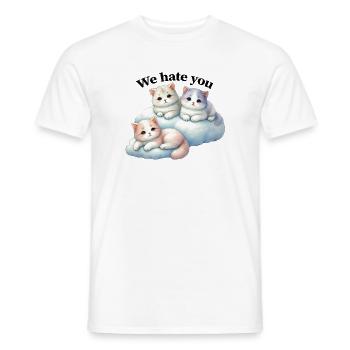 Trois chatons duveteux « On te déteste » - T-shirt homme - blanc - Devant - AI Model Male 178 dark (178cm)