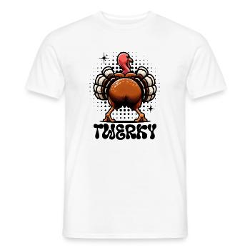 Twerky – Truthahn im Twerk-Modus - Männer T-Shirt - Weiß - Vorne - AI Model Male 178 dark (178cm)