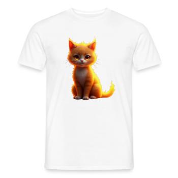Flammenkatze Fantasie - Männer T-Shirt - Weiß - Vorne - AI Model Male 178 dark (178cm)