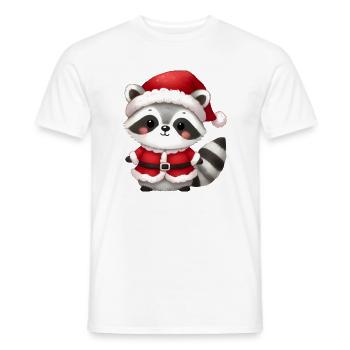 Waschbär in Santa-Kostüm – Süßes Weihnachtsmotiv - Männer T-Shirt - Weiß - Vorne - AI Model Male 178 dark (178cm)