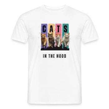 Cats in the Hood - Men's T-Shirt - white - Front - AI Model Male 178 dark (178cm)