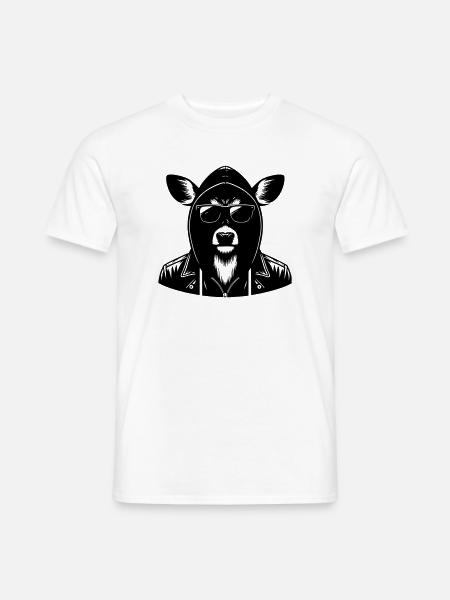 Cooles Rentierin Lederjacke - Männer T-Shirt - Weiß