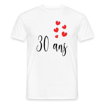 30. 30 YEARS. 30th ANNIVERSARY. 30 YEARS ANNIVERSARY. - Men's T-Shirt - white - Front - AI Model Male 178 dark (178cm)